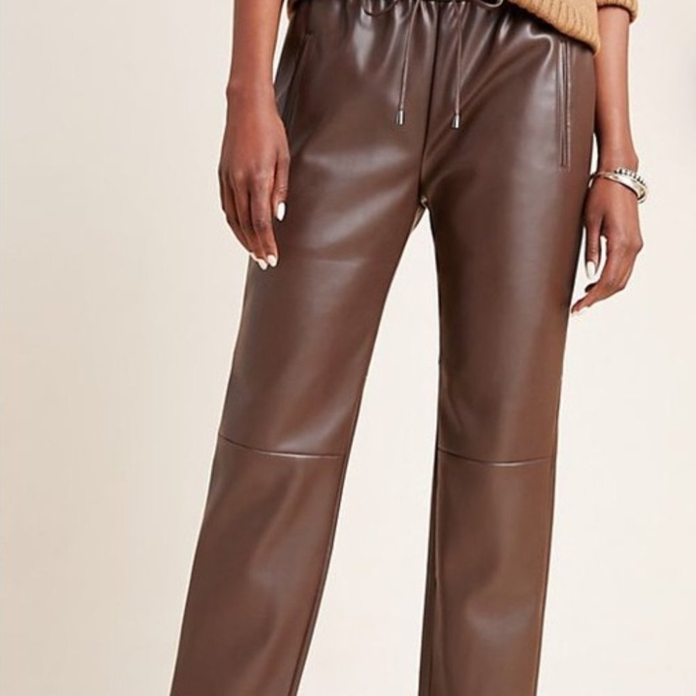 Anthropologie Sakara Faux Leather Joggers
